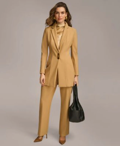 Donna Karan One Button Topper Straight Leg Pant In Fawn