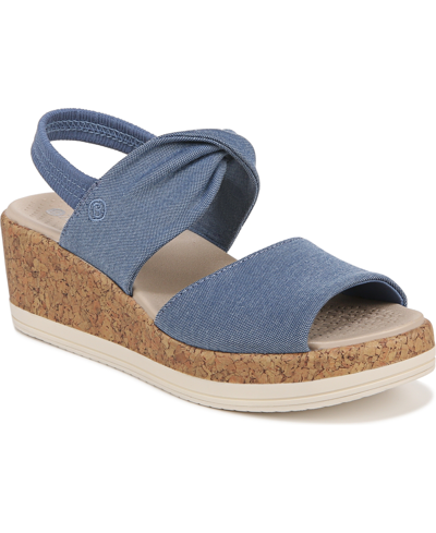 Bzees Remix Washable Wedge Sandals In Elemental Blue Linen Fabric