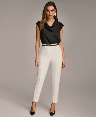 Donna Karan Women's Belted Straight-leg Pants In Cream