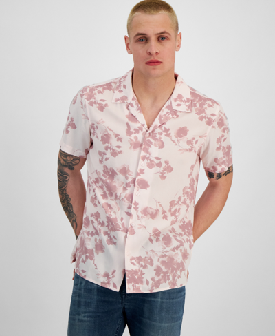 Inc International Concepts Men's Watercolor Floral-print Camp Shirt, Created For Macy's In Blossom Mist