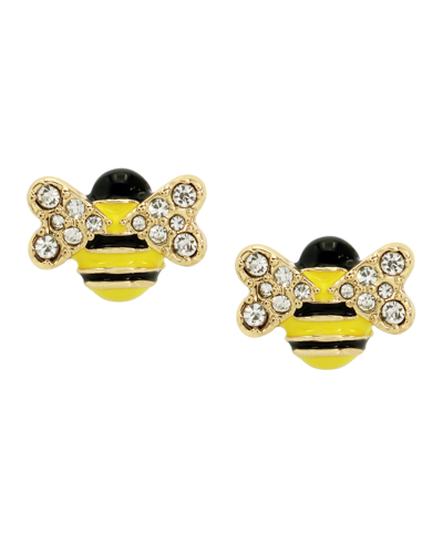 Betsey Johnson Faux Stone Bee Stud Earrings In Yellow,gold