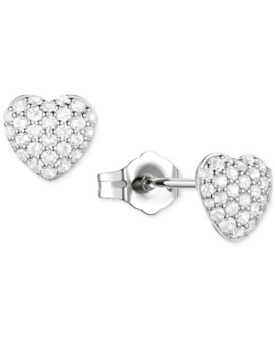 Macy's Diamond Pave Heart Stud Earrings (1/2 Ct. T.w.) In 10k White Gold