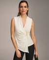Donna Karan New York Wrap Front Sleeveless Top In Cream