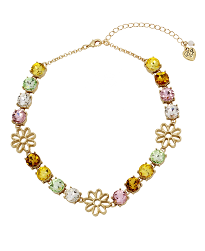 Betsey Johnson Faux Stone Daisy Gem Collar Necklace In Pastel Multi,gold