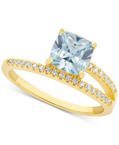 Giani Bernini Cubic Zirconia Asymmetric Ring In 18k Gold-plated Sterling Silver, Created For Macy's In Blue