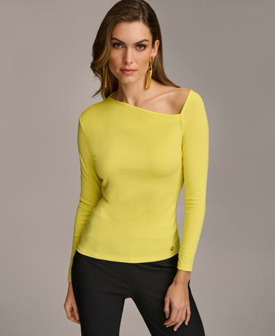 Donna Karan Women's Asymmetric-neck Long-sleeve Top In Poison