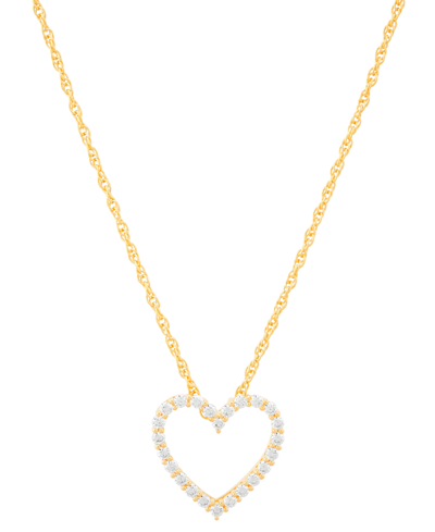 Macy's Diamond Open Heart Pendant Necklace (1/4 Ct. T.w.) In 14k Gold-plated Sterling Silver, 16" + 2" Exte