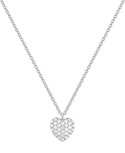 Macy's Diamond Pave Heart 18" Pendant Necklace (1/2 Ct. T.w.) In 10k White Gold