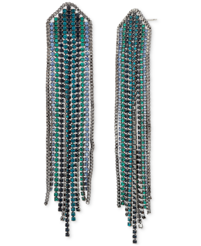 Kensie Silver-tone Multicolor Rhinestone Chain Fringe Chandelier Earrings In Open Misce