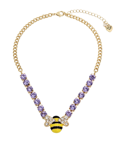 Betsey Johnson Faux Stone Bee Pendant Necklace In Yellow,gold