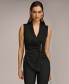 Donna Karan New York Wrap Front Sleeveless Top In Black