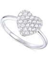 Macy's Diamond Pave Heart Ring (1/2 Ct. T.w.) In 10k White Gold In White Gold