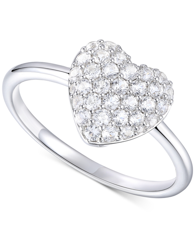 Macy's Diamond Pave Heart Ring (1/2 Ct. T.w.) In 10k White Gold