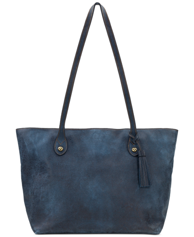 Patricia Nash Viotti Extra-large Leather Tote In Dark Denim