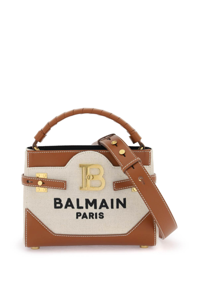 Balmain B-buzz 22 Top Handle Handbag In Naturel Marron (black)