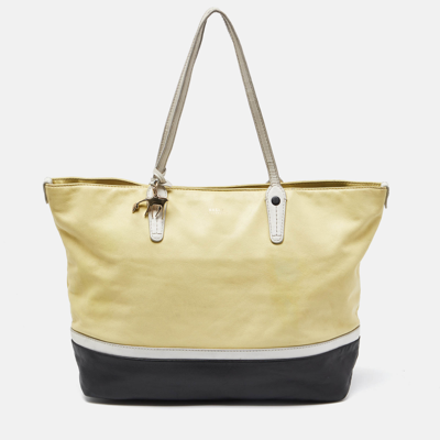 Pre-owned Bally Yellow/black Leather Shopper Tote