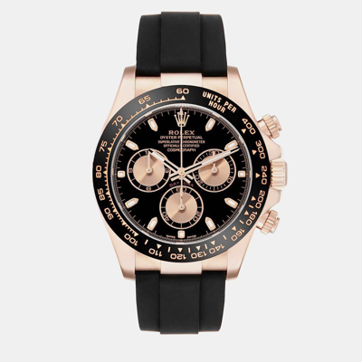 Pre-owned Rolex Cosmograph Daytona Oysterflex Rose Gold Men's Watch 116515 40 Mm In Black