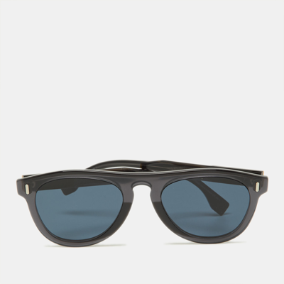 Pre-owned Fendi Black & Yellow/blue Ff M0092/s Wayfarer Sunglasses In Grey