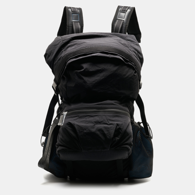 Pre-owned Bottega Veneta Black/blue Nylon Paper Touch Backpack