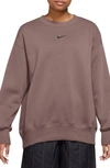Nike Women's  Sportswear Phoenix Fleece Over-oversized Crew-neck Sweatshirt In Smokey Mauve/ Black