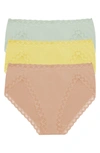 Natori Bliss 3-pack French Cut Briefs In Dew/ Yel/ Cf