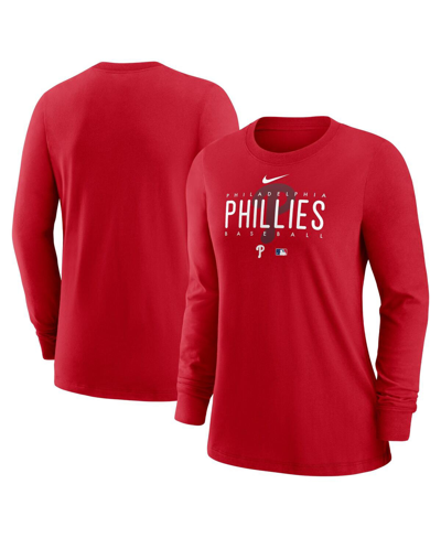 Nike Women's  Red Philadelphia Phillies Authentic Collection Legend Performance Long Sleeve T-shirt