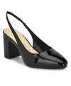 Nine West Women's Sinead 9x9 Block Heel Slingback Dress Pumps In Black - Faux Patent Leather