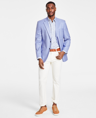 Nautica Men's Modern-fit Stretch Solid Crush Weave Sport Coat In Bright Blue