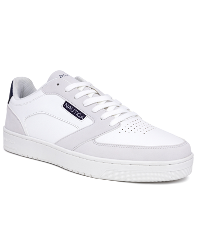 Nautica Men's Bascule Casual Flat Sneakers In White,gray,navy