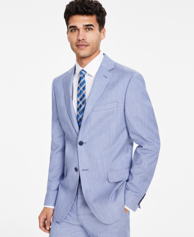 Dkny Men's Modern-fit Light Blue Neat Suit Separate Jacket