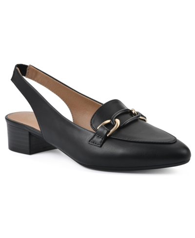 White Mountain Boreal Low Heel Slingbacks In Black Smooth