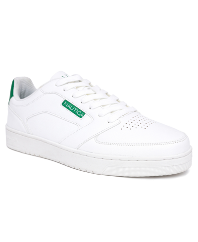 Nautica Men's Bascule Casual Flat Sneakers In White,green