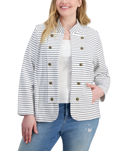 Tommy Hilfiger Plus Size Military Band Jacket In White