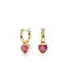 Swarovski Chroma Heart Drop Hoop Earrings In Red,gold-tone