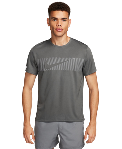 Nike Men's Miller Flash Dri-fit Uv Running T-shirt In Iron Grey,reflective Silv