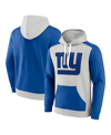 FANATICS MEN'S FANATICS SILVER, ROYAL NEW YORK GIANTS BIG AND TALL TEAM FLEECE PULLOVER HOODIE