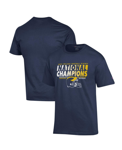 Champion Navy Michigan Wolverines College Football Playoff 2023 National S Helmet T-shirt