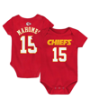 OUTERSTUFF BABY BOYS AND GIRLS PATRICK MAHOMES RED KANSAS CITY CHIEFS MAINLINER PLAYER NAME AND NUMBER BODYSUIT