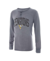 CONCEPTS SPORT MEN'S CONCEPTS SPORT GRAY DISTRESSED PITTSBURGH PENGUINS TAKEAWAY HENLEY LONG SLEEVE T-SHIRT