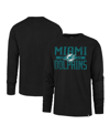 47 BRAND MEN'S '47 BRAND BLACK DISTRESSED MIAMI DOLPHINS WIDE OUT FRANKLIN LONG SLEEVE T-SHIRT