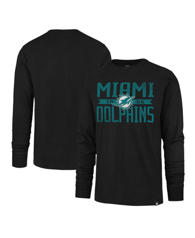 47 Brand Men's ' Black Distressed Miami Dolphins Wide Out Franklin Long Sleeve T-shirt