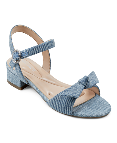 Easy Spirit Women's Ginova Round Toe Block Heel Dress Sandals In Blue Denim - Textile