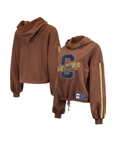 New Era Women's  Brown Chicago Cubs Letterman Classic Cropped Pullover Hoodie