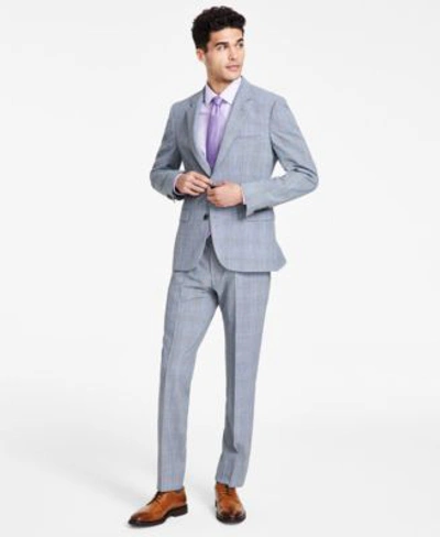 Hugo By  Boss Mens Modern Fit Plaid Suit In Medium Grey