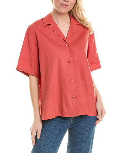 Rebecca Taylor Linen-blend Cabana Shirt In Orange
