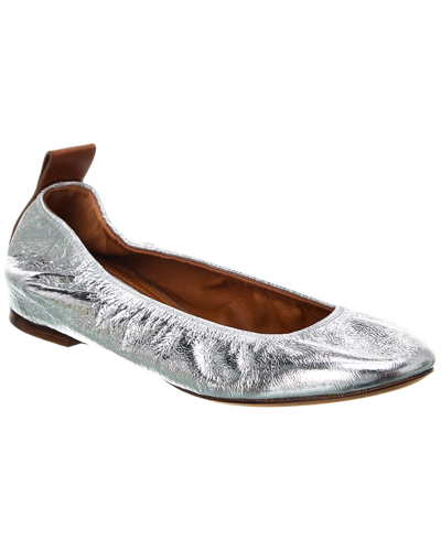 Lanvin Laminated Leather Ballerina Flats In Silver