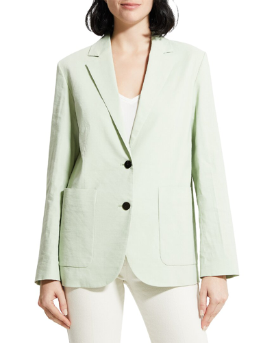 Theory Linen-blend Jacket In Green