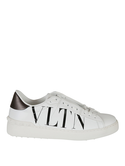 Valentino Garavani Vltn Open Leather Sneakers In White