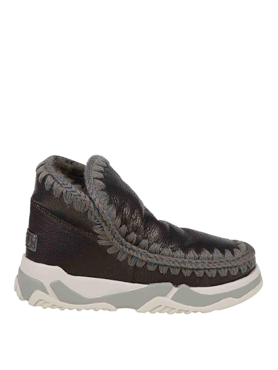 Mou Eskimo Leather Sneaker Boots In Dark Brown