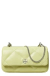 Tory Burch Kira Diamond Quilted Leather Mini Flap Bag In Pear
